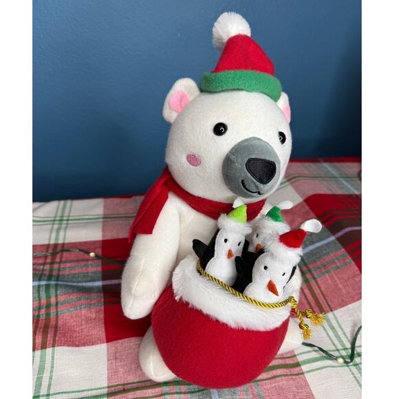 Gemmy Wondershop Animated 10" Polar Bear w Penguin Trio Sings and Dances - Picture 4 of 4